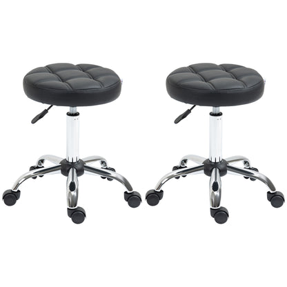 Set of 2 Swivel Stools Adjustable Height, Swivel Stool 48-63 cm, Work Stool 360° Rotatable, Office Stool for Office, Salon, Massage, Spa, Black