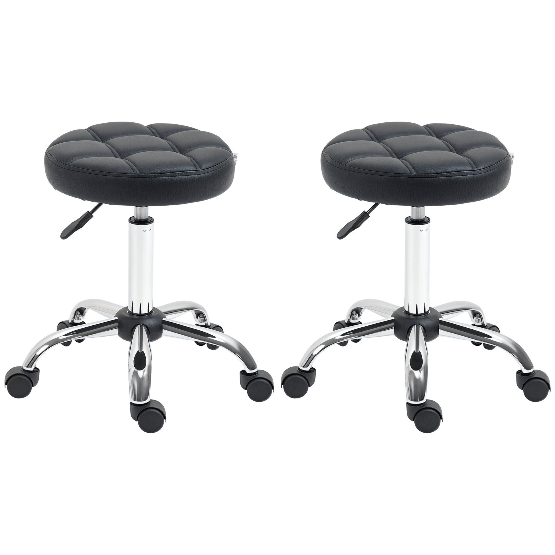 Set of 2 Swivel Stools Adjustable Height, Swivel Stool 48-63 cm, Work Stool 360° Rotatable, Office Stool for Office, Salon, Massage, Spa, Black