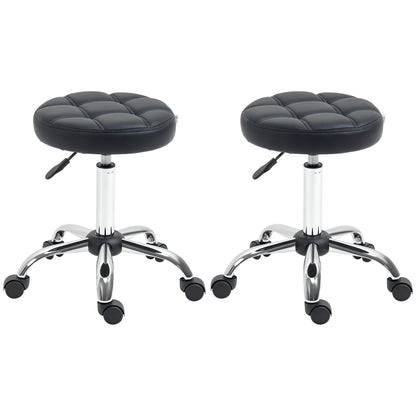 Set of 2 Swivel Stools Adjustable Height, Swivel Stool 48-63 cm, Work Stool 360° Rotatable, Office Stool for Office, Salon, Massage, Spa, Black