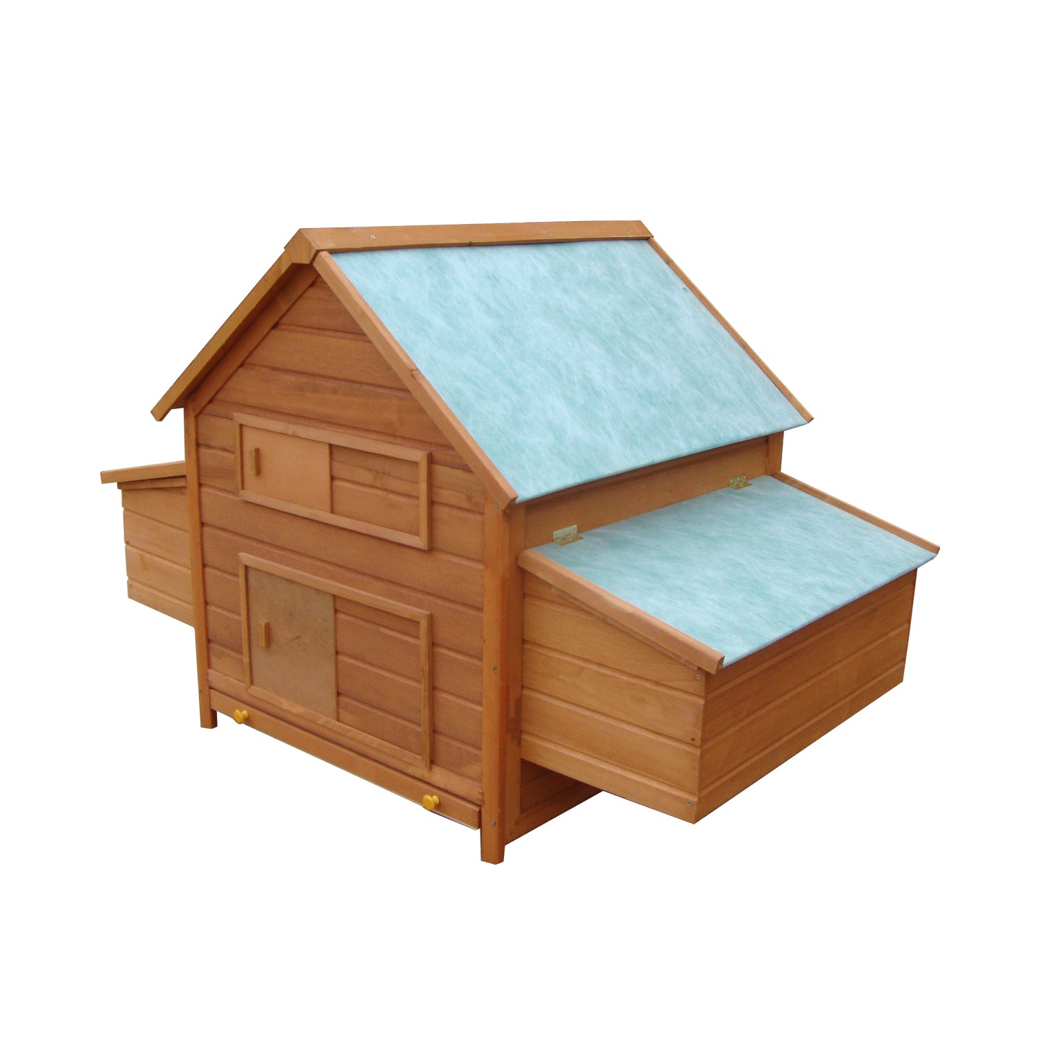 Wood Chicken Coop with Waterproof Roof, Prefabricated Outdoor Henhouse, 160x98.5x107cm
