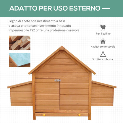 Wood Chicken Coop with Waterproof Roof, Prefabricated Outdoor Henhouse, 160x98.5x107cm