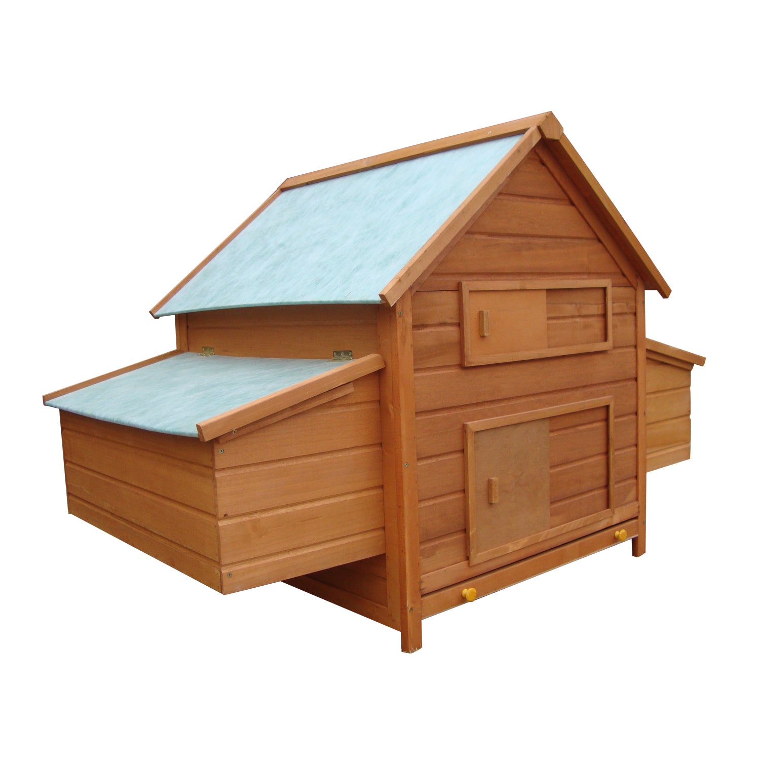Wood Chicken Coop with Waterproof Roof, Prefabricated Outdoor Henhouse, 160x98.5x107cm