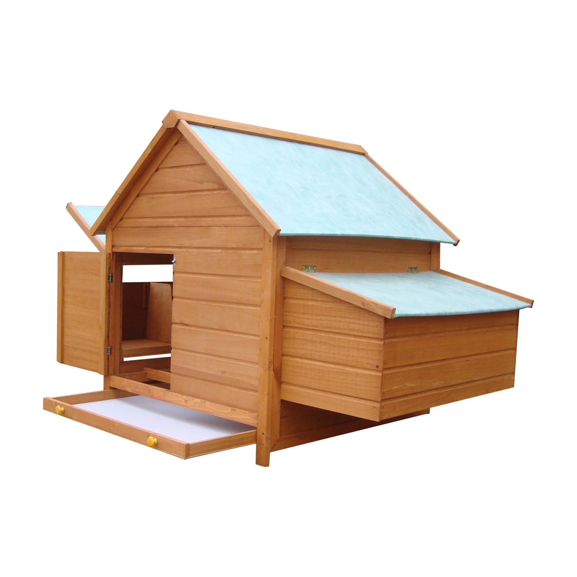 Wood Chicken Coop with Waterproof Roof, Prefabricated Outdoor Henhouse, 160x98.5x107cm