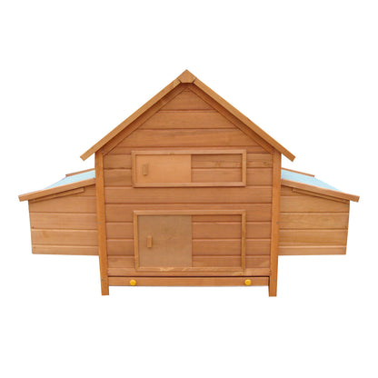 Wood Chicken Coop with Waterproof Roof, Prefabricated Outdoor Henhouse, 160x98.5x107cm