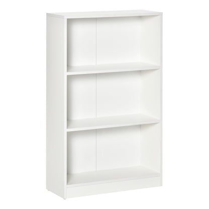Bookshelf with 3 Storage Compartments for Books CDs Plants for Living Room Study Bedroom 62.2x24x102.4 cm White