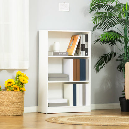 Bookshelf with 3 Storage Compartments for Books CDs Plants for Living Room Study Bedroom 62.2x24x102.4 cm White