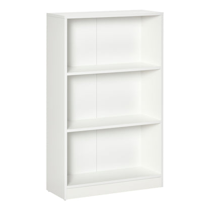 Bookshelf with 3 Storage Compartments for Books CDs Plants for Living Room Study Bedroom 62.2x24x102.4 cm White