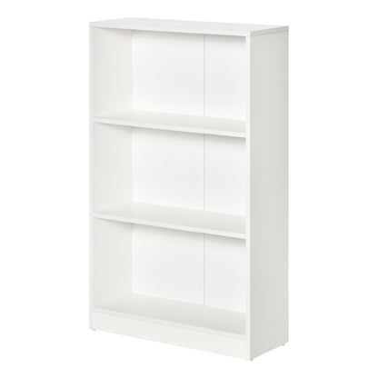 Bookshelf with 3 Storage Compartments for Books CDs Plants for Living Room Study Bedroom 62.2x24x102.4 cm White