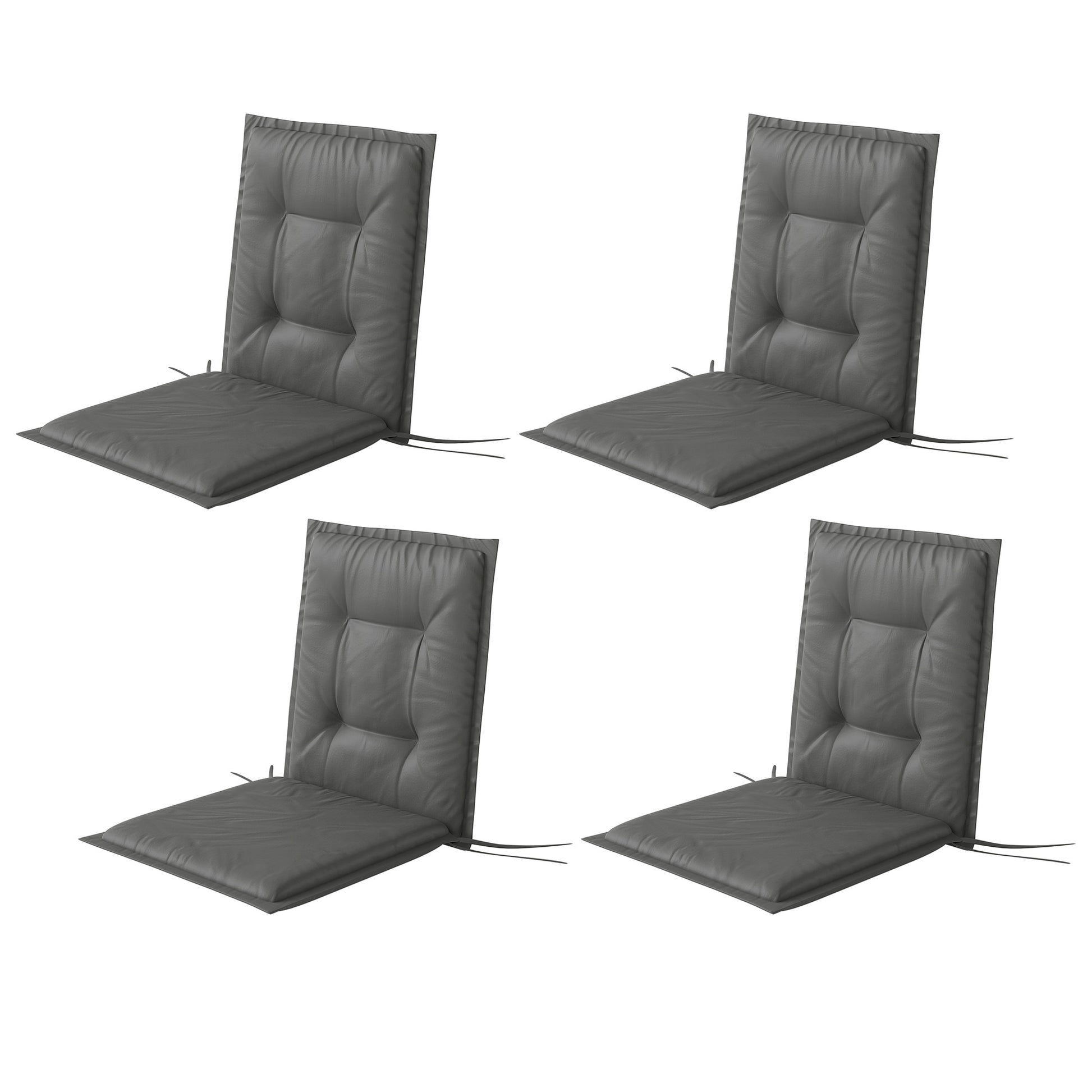 Set of 4 Seat Cushions 108 x 50 x 5 cm Chair Cushions with Straps, Outdoor Indoor Seat Pad, Seat Cushion, Bench Pad for Garden Furniture, Dining Chair, Light Grey