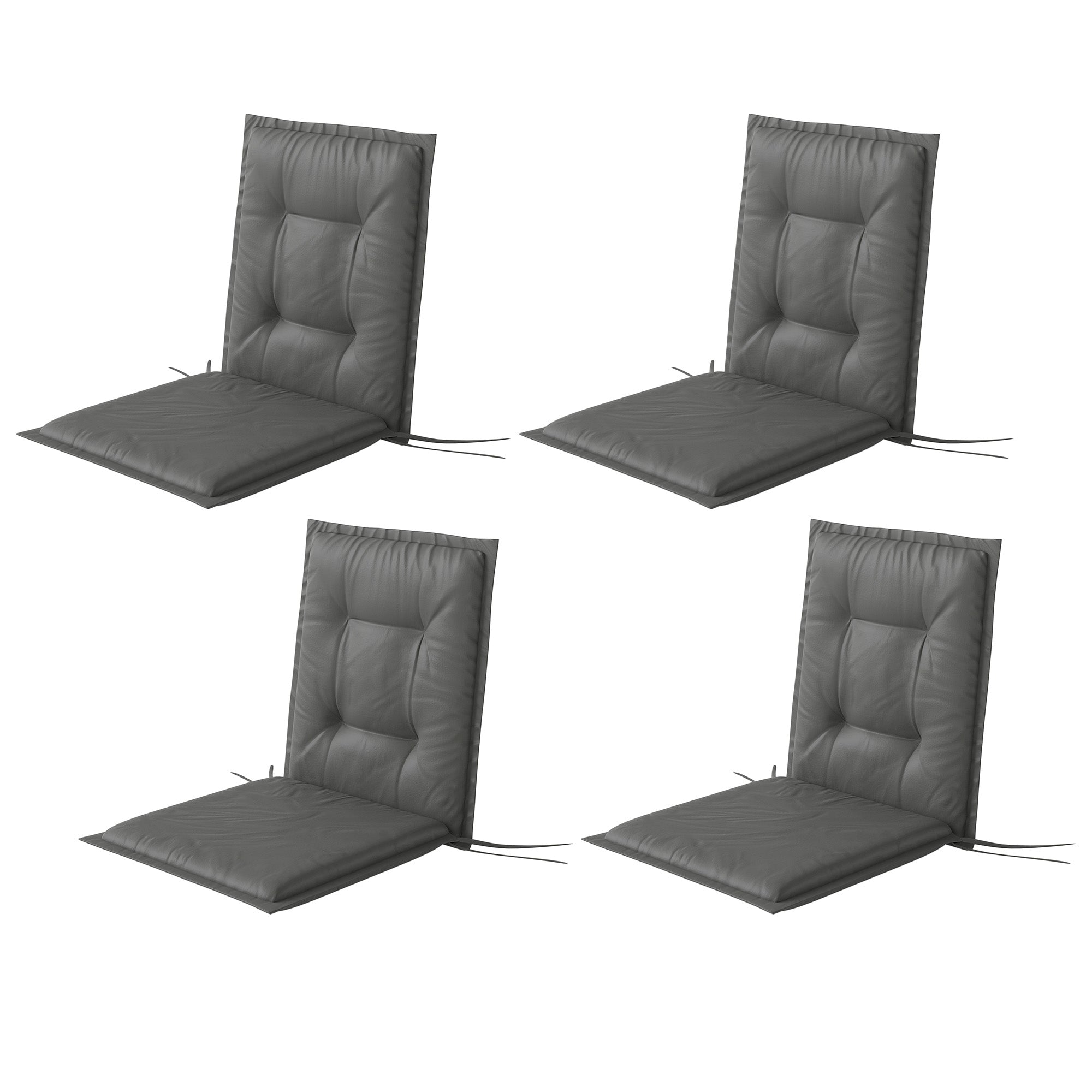 Set of 4 Seat Cushions 108 x 50 x 5 cm Chair Cushions with Straps, Outdoor Indoor Seat Pad, Seat Cushion, Bench Pad for Garden Furniture, Dining Chair, Light Grey