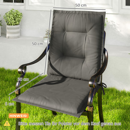 Set of 4 Seat Cushions 108 x 50 x 5 cm Chair Cushions with Straps, Outdoor Indoor Seat Pad, Seat Cushion, Bench Pad for Garden Furniture, Dining Chair, Light Grey