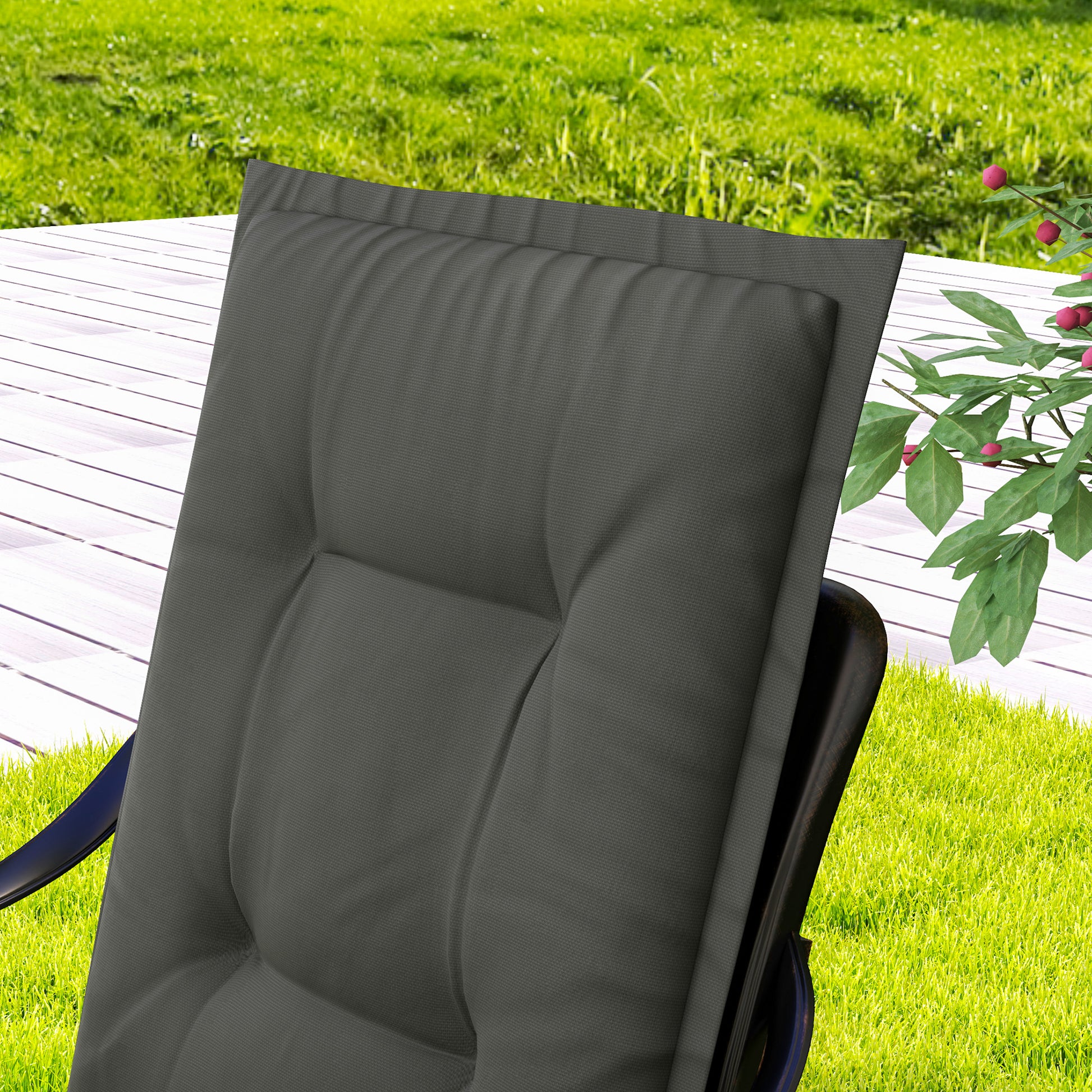 Set of 4 Seat Cushions 108 x 50 x 5 cm Chair Cushions with Straps, Outdoor Indoor Seat Pad, Seat Cushion, Bench Pad for Garden Furniture, Dining Chair, Light Grey
