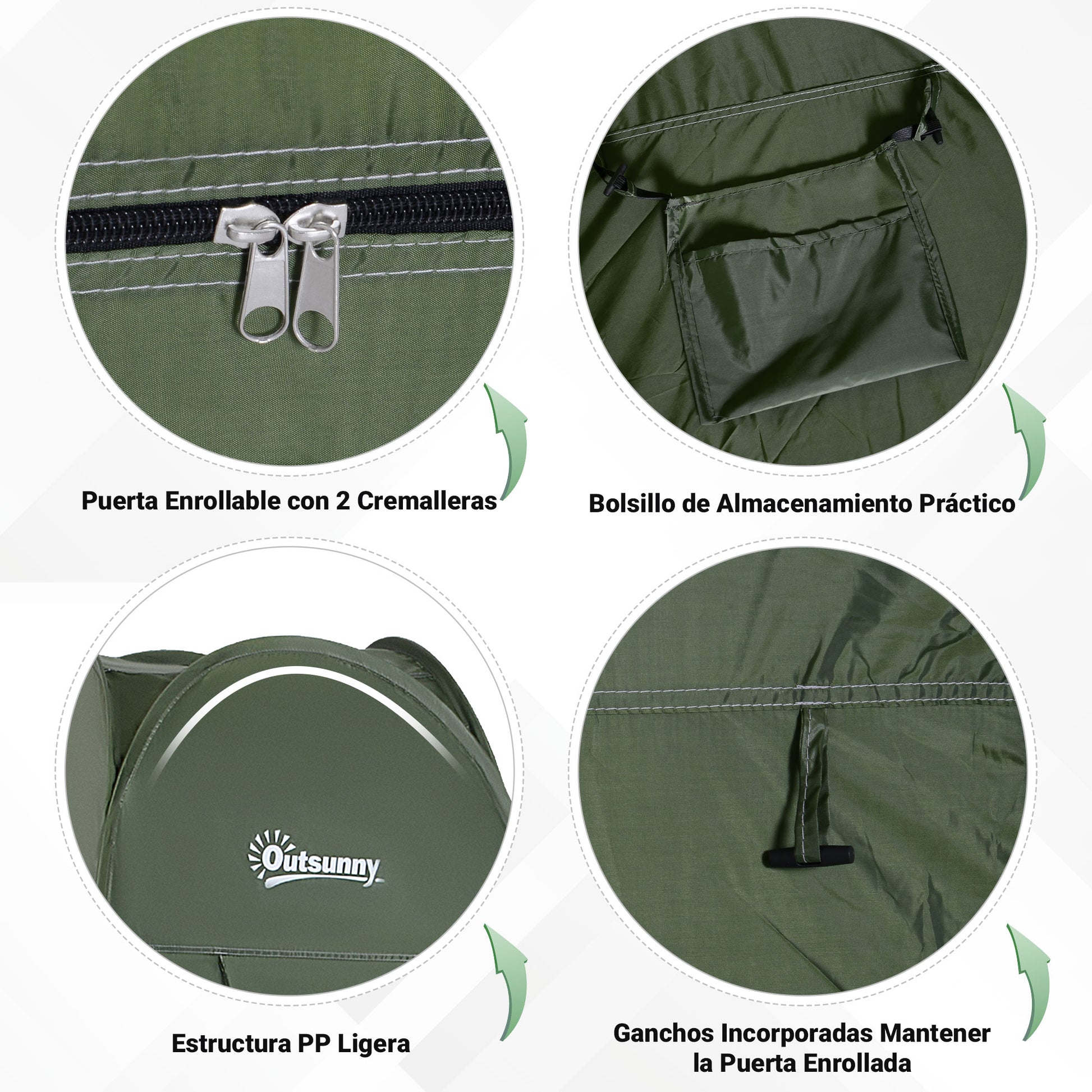 Pop Up Shower Tent Instant Camping Tent with UV Protection Waterproof Roof and Handle for Camping Cycling Bathroom Shower Beach 100x100x185 cm Green