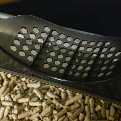 Cat Litter Box with Bottom Tray, Scoop, Filter, Hooded Toilet for Cats up to 8 kg, ABS, Plastic, Grey 47 x 45 x 42 cm