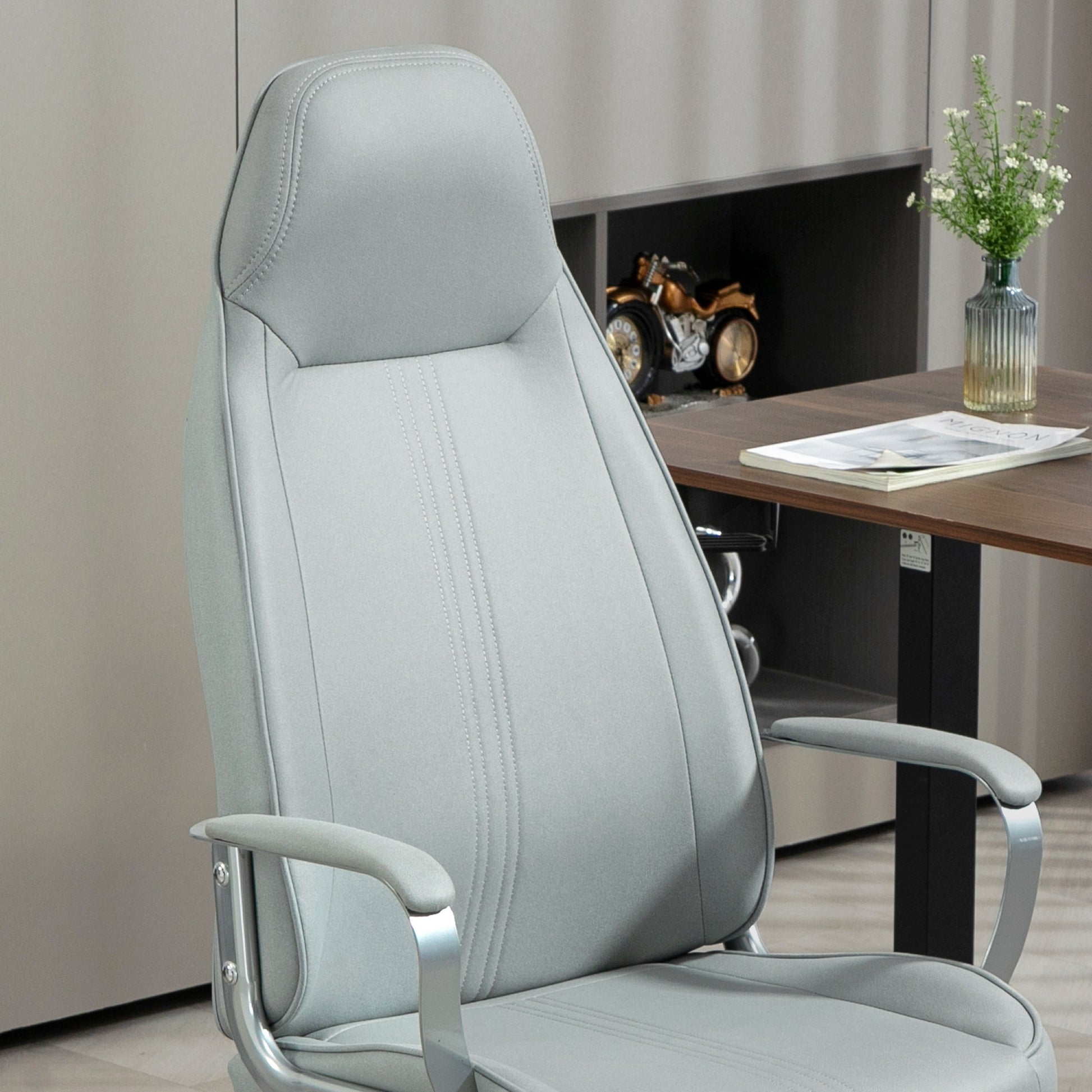Office Chair Ergonomic Desk Chair with Adjustable Height, Rocking Function, Swivel Office Chair with Casters, 68 x 65 x 119-128.5H cm, Gray