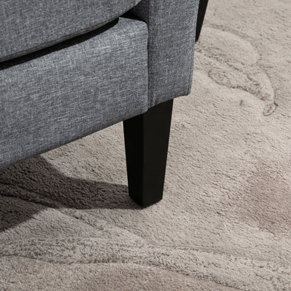 Armchair with backrest, rounded armrests, padded lounge chair with linen look, wooden legs, for bedroom, living room, up to 150 kg, light grey