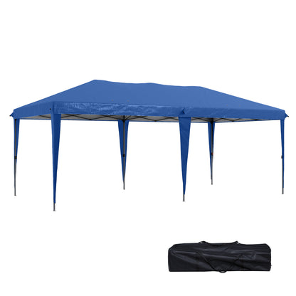 Folding Pavilion Pop-up Pavilion approx. 6 x 3m Garden Tent adjustable height UV protection with bag Steel Struts, Oxford, Blue