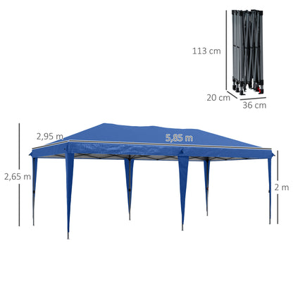 Folding Pavilion Pop-up Pavilion approx. 6 x 3m Garden Tent adjustable height UV protection with bag Steel Struts, Oxford, Blue