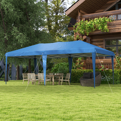 Folding Pavilion Pop-up Pavilion approx. 6 x 3m Garden Tent adjustable height UV protection with bag Steel Struts, Oxford, Blue