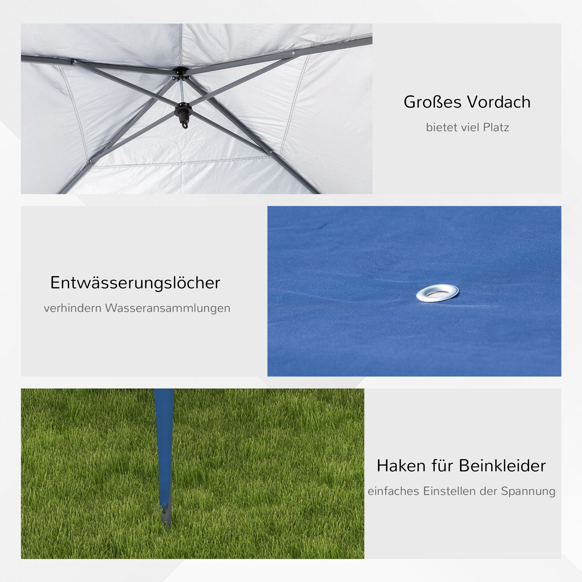 Folding Pavilion Pop-up Pavilion approx. 6 x 3m Garden Tent adjustable height UV protection with bag Steel Struts, Oxford, Blue