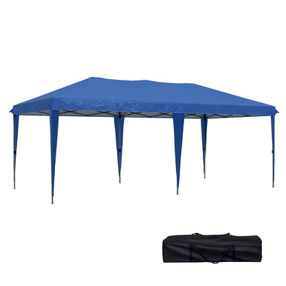 Folding Pavilion Pop-up Pavilion approx. 6 x 3m Garden Tent adjustable height UV protection with bag Steel Struts, Oxford, Blue