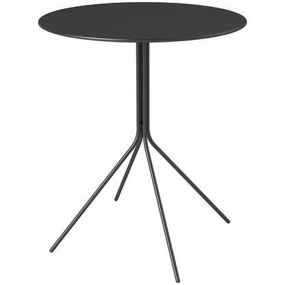 Folding Garden Table Ø60 x 71 cm, Weather-resistant Steel Patio Table, Round Side Table with Foot Pads, Outdoor Dining Table, Camping Table, Patio Table for Garden Terrace Balcony Black