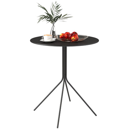 Folding Garden Table Ø60 x 71 cm, Weather-resistant Steel Patio Table, Round Side Table with Foot Pads, Outdoor Dining Table, Camping Table, Patio Table for Garden Terrace Balcony Black