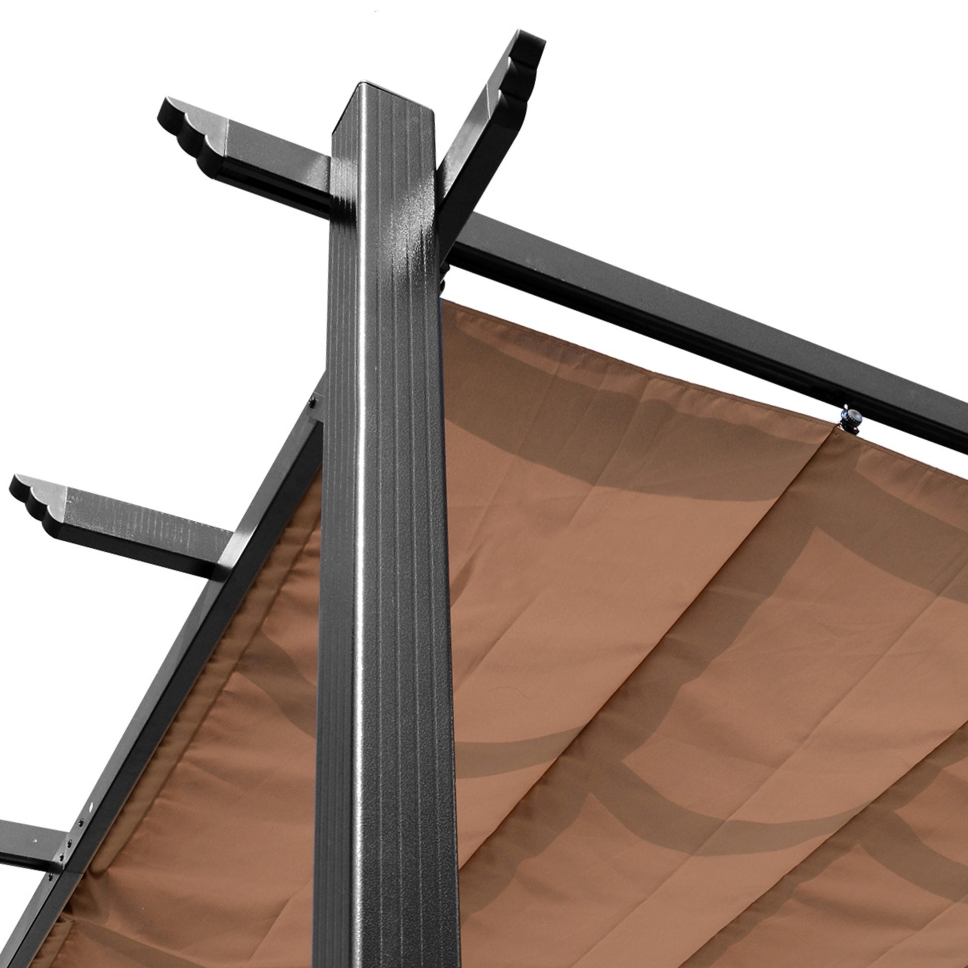 Pergola Pavilion with Adjustable Fabric Roof 3 x 4 m Patio Canopy Aluminum Sun Protection Cover Terrace Garden Gray+Brown