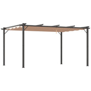 Pergola Pavilion with Adjustable Fabric Roof 3 x 4 m Patio Canopy Aluminum Sun Protection Cover Terrace Garden Gray+Brown