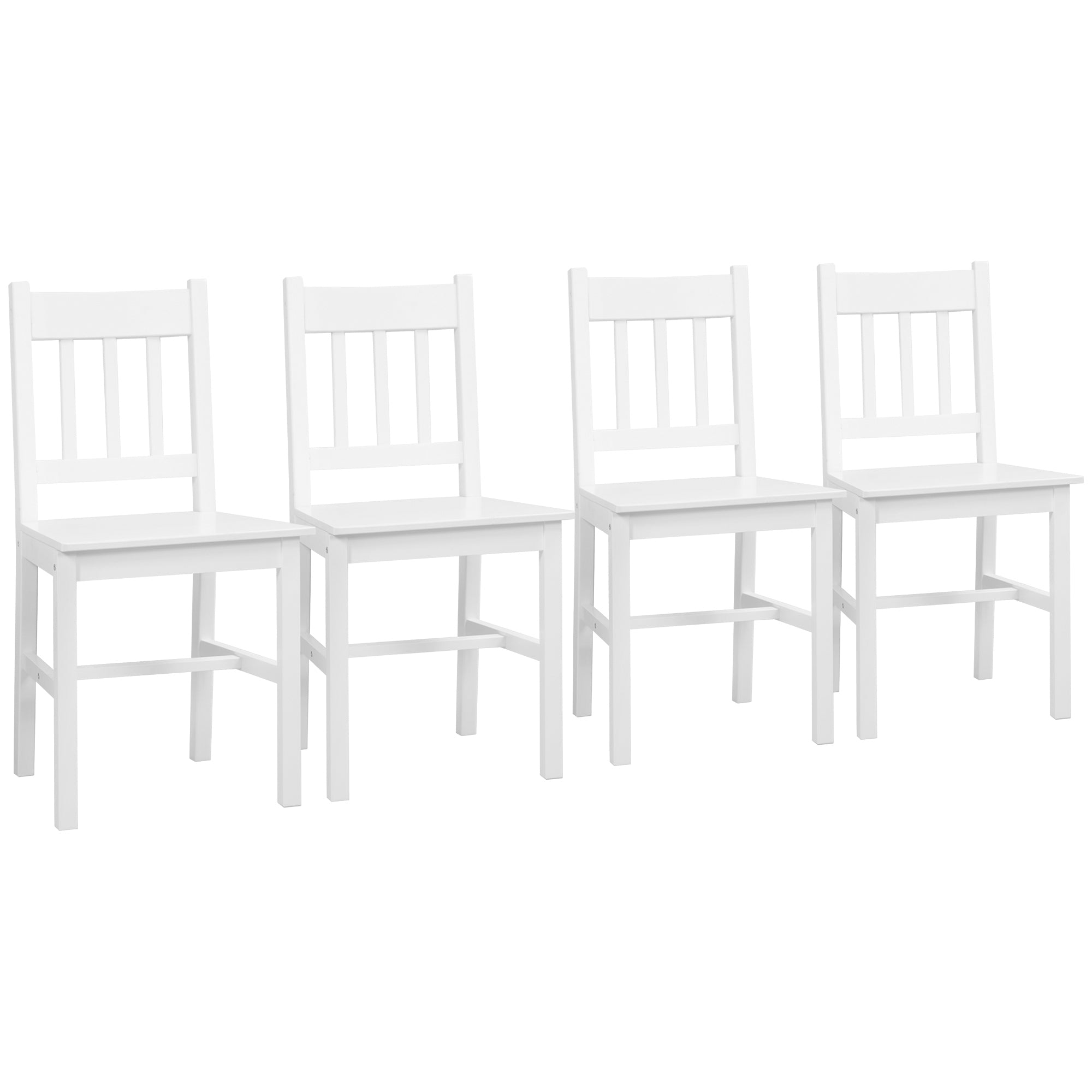 Set of 4 Dining Chairs Kitchen Chair with Backrest, Living Room Chair, Chairs with Modern Style, Pine Wood Dining Chairs for Dining Table, White
