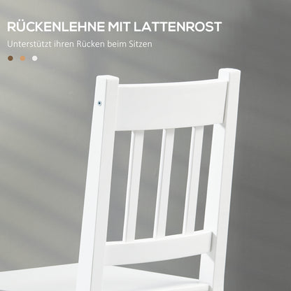 Set of 4 Dining Chairs Kitchen Chair with Backrest, Living Room Chair, Chairs with Modern Style, Pine Wood Dining Chairs for Dining Table, White