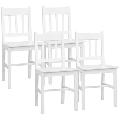 Set of 4 Dining Chairs Kitchen Chair with Backrest, Living Room Chair, Chairs with Modern Style, Pine Wood Dining Chairs for Dining Table, White