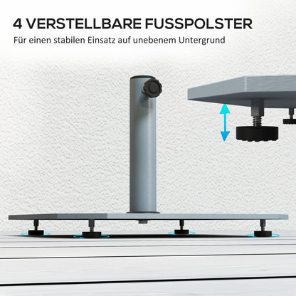 Metal Umbrella Stand 18.5 kg Umbrella Base, Square Umbrella Holder, Umbrella Weight, Stand for Umbrella 32/38/48mm Pole Diameter, for Balcony, Terrace, Gray