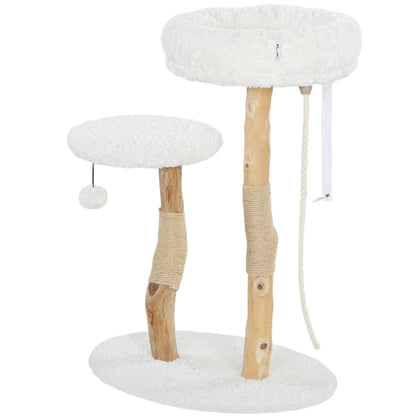 Cat Tree, 85 cm, Climbing Tree with Bed, Scratching Posts, Jump Platform, Ball and Play Rope, for Indoor, White