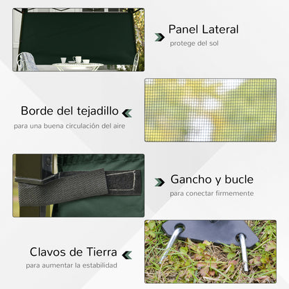 Folding Canopy 220x220x200 cm Foldable Gazebo with 1 Side Wall Waterproof Carry Bag UV50+ Protection for Garden Patio Green