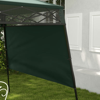 Folding Canopy 220x220x200 cm Foldable Gazebo with 1 Side Wall Waterproof Carry Bag UV50+ Protection for Garden Patio Green