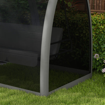 2-in-1 Hollywood Swing Lounger with Lying Function 3-Seater Garden Swing with Canopy, Mosquito Net, Swing Bench Supports up to 300kg, Lounger for Garden, Terrace, 240 x 140 x 197 cm, Gray