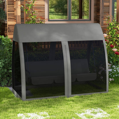 2-in-1 Hollywood Swing Lounger with Lying Function 3-Seater Garden Swing with Canopy, Mosquito Net, Swing Bench Supports up to 300kg, Lounger for Garden, Terrace, 240 x 140 x 197 cm, Gray