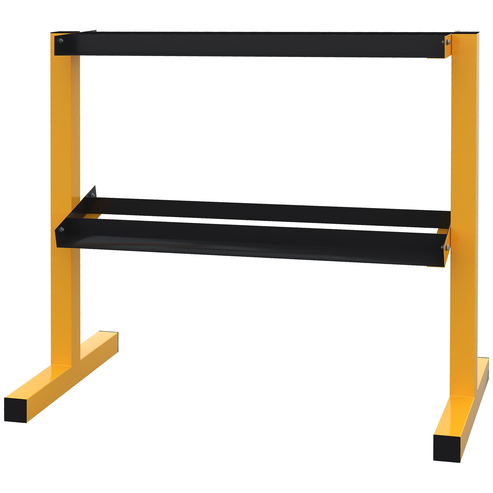 SPORTNOW Dumbbell Rack, 2-Tier Dumbbell Storage, Supports up to 270 kg, Weight Holder for Weightlifting, Strength Training, Steel, Yellow, Black, 92.5 x 50.5 x 80.5 cm