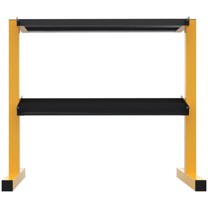 SPORTNOW Dumbbell Rack, 2-Tier Dumbbell Storage, Supports up to 270 kg, Weight Holder for Weightlifting, Strength Training, Steel, Yellow, Black, 92.5 x 50.5 x 80.5 cm