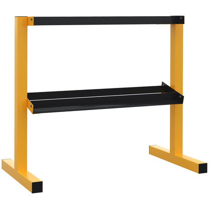 SPORTNOW Dumbbell Rack, 2-Tier Dumbbell Storage, Supports up to 270 kg, Weight Holder for Weightlifting, Strength Training, Steel, Yellow, Black, 92.5 x 50.5 x 80.5 cm