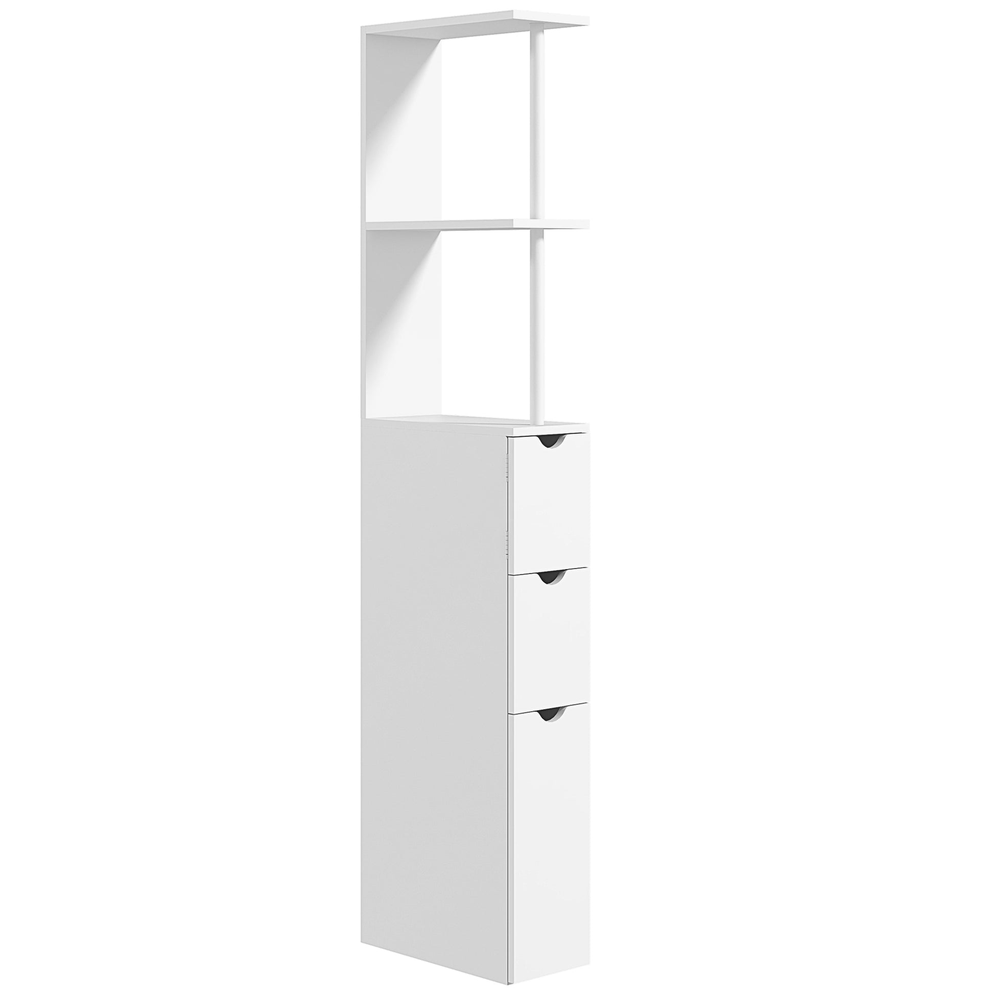 Bathroom Column Cabinet, Bathroom Cabinet, with Drawers, Open Shelves, Cupboard, 15 x 33 x 136.5 cm, White