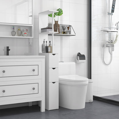 Bathroom Column Cabinet, Bathroom Cabinet, with Drawers, Open Shelves, Cupboard, 15 x 33 x 136.5 cm, White