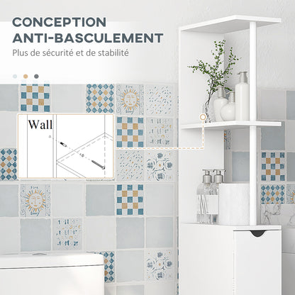 Bathroom Column Cabinet, Bathroom Cabinet, with Drawers, Open Shelves, Cupboard, 15 x 33 x 136.5 cm, White