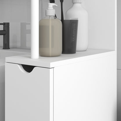 Bathroom Column Cabinet, Bathroom Cabinet, with Drawers, Open Shelves, Cupboard, 15 x 33 x 136.5 cm, White
