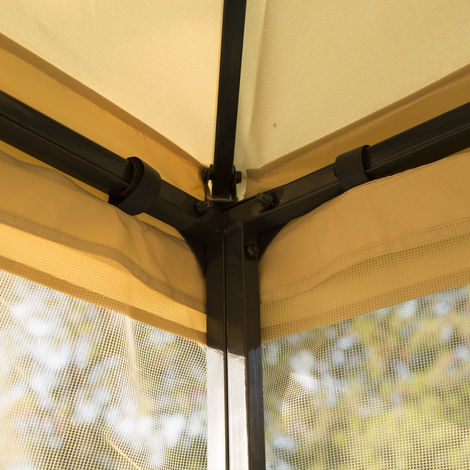 Luxury Gazebo 3x3 m Garden Gazebo with Double Roof Party Tent with Side Walls Festival Tent Garden Tent Pagoda Beige