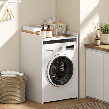 Bathroom Washing Machine Cabinet with Open Shelf — Space-Saving Laundry Niche for Small Bathrooms, 64 x 60 x 97.5 cm (25.2 x 23.6 x 38.4 in), White