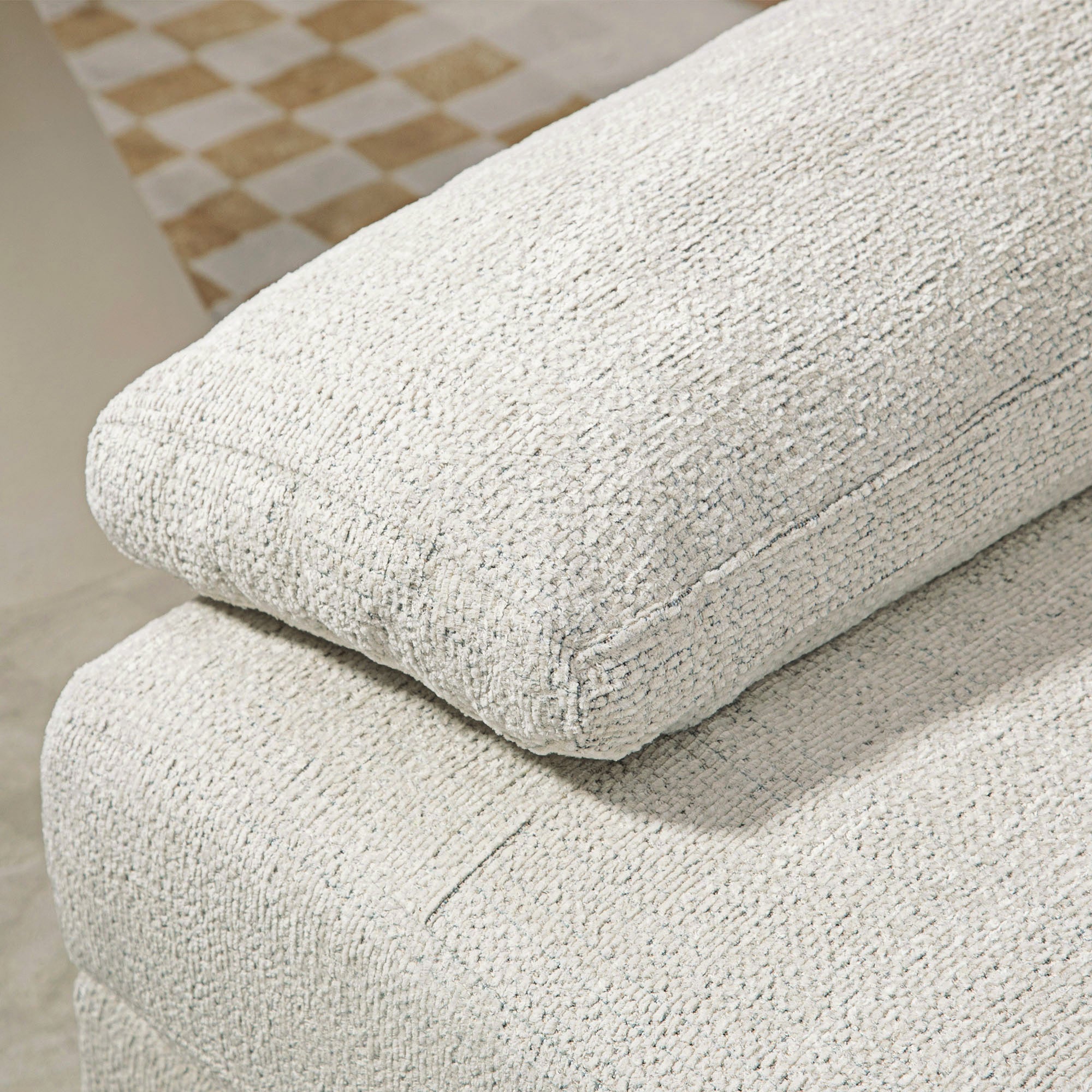 4-Seater Modular Sofa with 2 Footstools and Arm & Back Cushions, Chaise Sofa in Chenille Fabric, 313x149x88 cm, Cream White