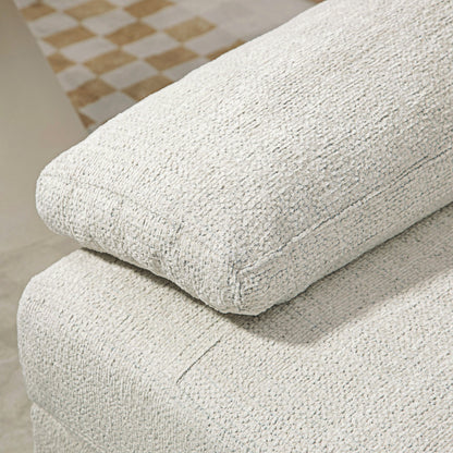 4-Seater Modular Sofa with 2 Footstools and Arm & Back Cushions, Chaise Sofa in Chenille Fabric, 313x149x88 cm, Cream White