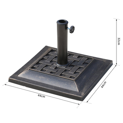 Umbrella Stand Polyester Resin 9kg Umbrella Base for Umbrella Pole of 38mm/48mm Diameter Stand for Garden, Balcony, Bronze
